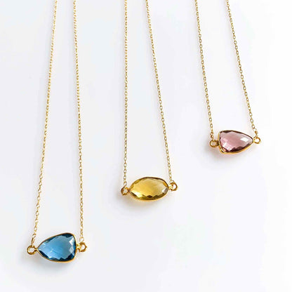 Green Amethyst Minimalist NecklaceSimple, gold necklace with beautiful green amethyst bezel set gemstones. Great for layering.- 16-18" long- Spring ring clasp- 14k gold plated fine Italian sterling sNecklacesPARKEN JEWELRYVettedArcGreen Amethyst Necklace