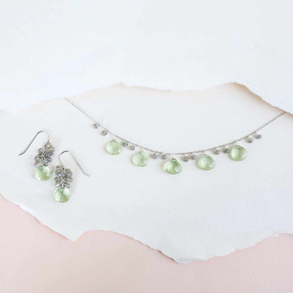 Green Amethyst Silver Sparkler NecklaceA stunning strand of shimmering stones with shades of Green Amethyst (a.k.a prasiolite) paired with mini Labradorite gems. Necklace measures 16-18" with 2" extensionNecklacesPARKEN JEWELRYVettedArcGreen Amethyst Silver Sparkler