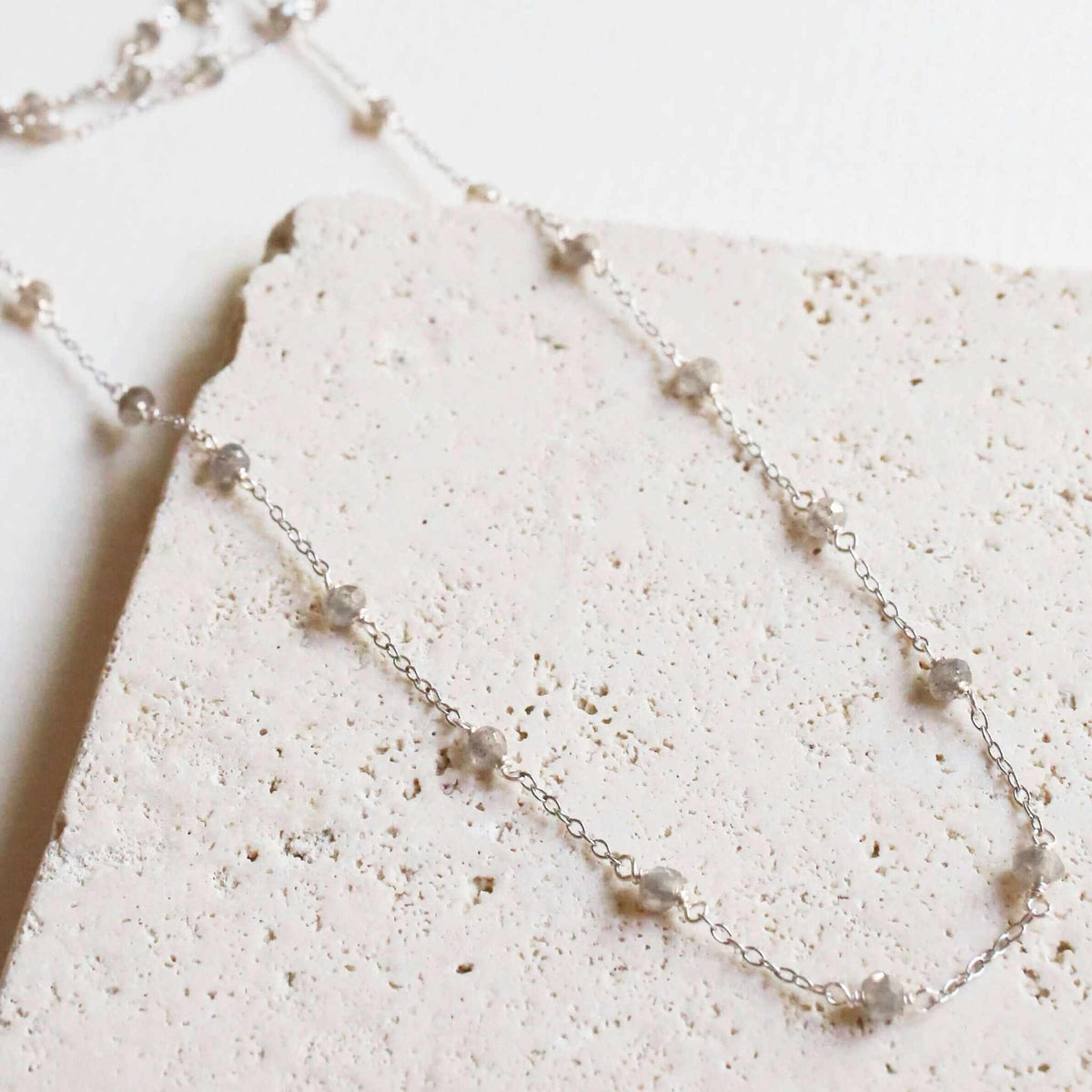 Ballet Chain - Silver Labradorite Layering ChainOur long labradorite necklace is a simple, delicate chain that&