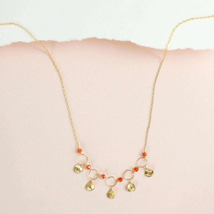 Orange Chalcedony Mini Chain Loop NecklaceDelicate, handmade gemstone chain.
- Orange Chalcedony gemstones- 16 - 18" long with 2" extender- Spring ring clasp- 14k gold plated fine Italian sterling silver- GiNecklacesPARKEN JEWELRYVettedArcOrange Chalcedony Mini Chain Loop Necklace