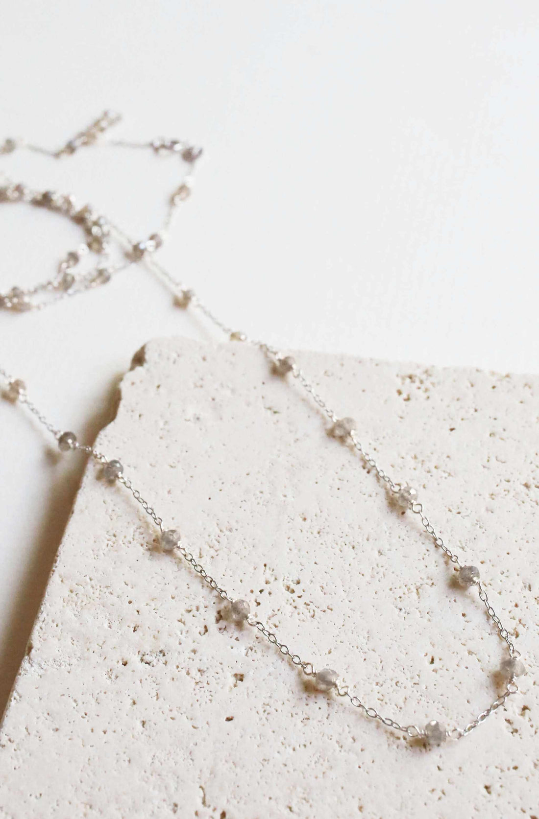 Ballet Chain - Silver Labradorite Layering ChainOur long labradorite necklace is a simple, delicate chain that&