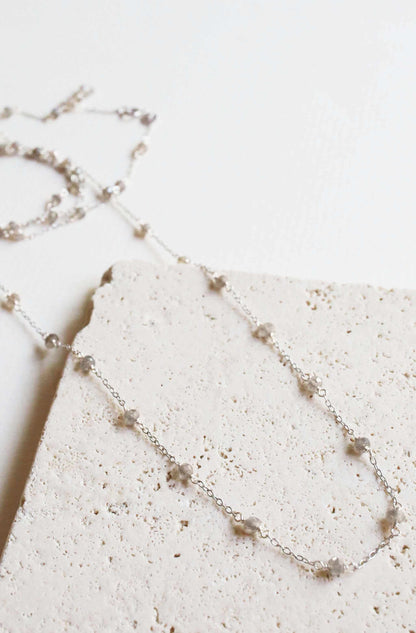 Ballet Chain - Silver Labradorite Layering ChainOur long labradorite necklace is a simple, delicate chain that&