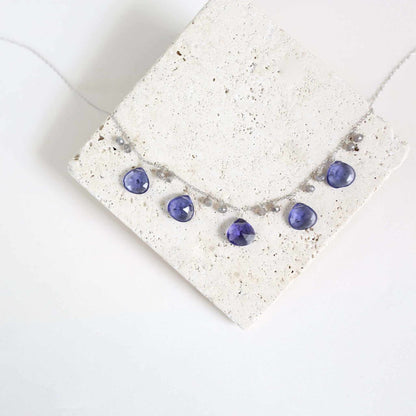 Tanzanite Quartz Silver Sparkler NecklaceA lovely string of sparkling gems.- Tanzanite Quartz &amp;amp; Labradorite gemstones- 16-18" long. Necklace has a 2" extender- Spring ring clasp- Rhodium plated .925 finNecklacesPARKEN JEWELRYVettedArcTanzanite Quartz Silver Sparkler Necklace
