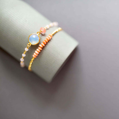Opal Quartz Adjustable Gemstone BraceletThe ultimate arm candy and completely adjustable to fit anyone. Made with sparkling bezel gemstones and tiny stone accents.
Gorgeous alone or stacked. We&