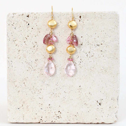 Pink Clear Quartz &amp; Pink Tourmaline Gold Drop EarringsGorgeous pink gemstone drop earrings. Made with pink tourmaline and rose pink clear quartz gemstones.- 2.5" long- French hooks
- 14k gold plated .925 fine Italian stEarringsPARKEN JEWELRYVettedArcPink Clear Quartz