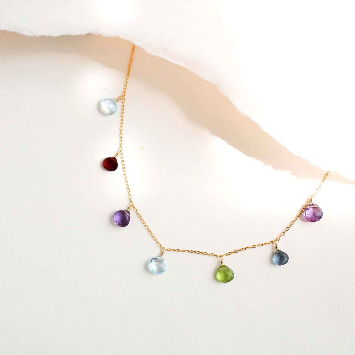 Gold Rainbow Sparkler NecklaceHand-crafted to perfection, our Rainbow Sparkler Necklace is adorned with 7 dazzling gemstones meticulously placed on a delicate gold chain. Featuring aquamarine, peNecklacesPARKEN JEWELRYVettedArcGold Rainbow Sparkler Necklace