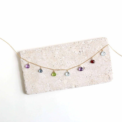 Gold Rainbow Sparkler NecklaceHand-crafted to perfection, our Rainbow Sparkler Necklace is adorned with 7 dazzling gemstones meticulously placed on a delicate gold chain. Featuring aquamarine, peNecklacesPARKEN JEWELRYVettedArcGold Rainbow Sparkler Necklace