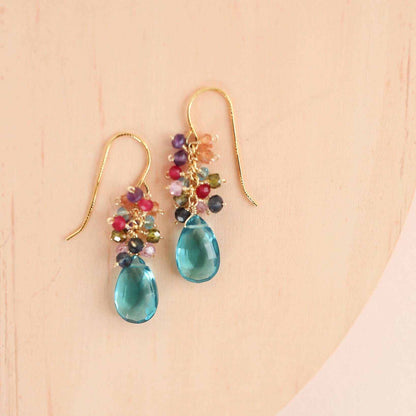 White Chalcedony Bala EarringsShimmering white stones topped with a rainbow cluster of gems.
- 1.25" long- French hooks- 14k gold plated .925 fine Italian sterling silver- Made in the USA in our EarringsPARKEN JEWELRYVettedArcWhite Chalcedony Bala Earrings