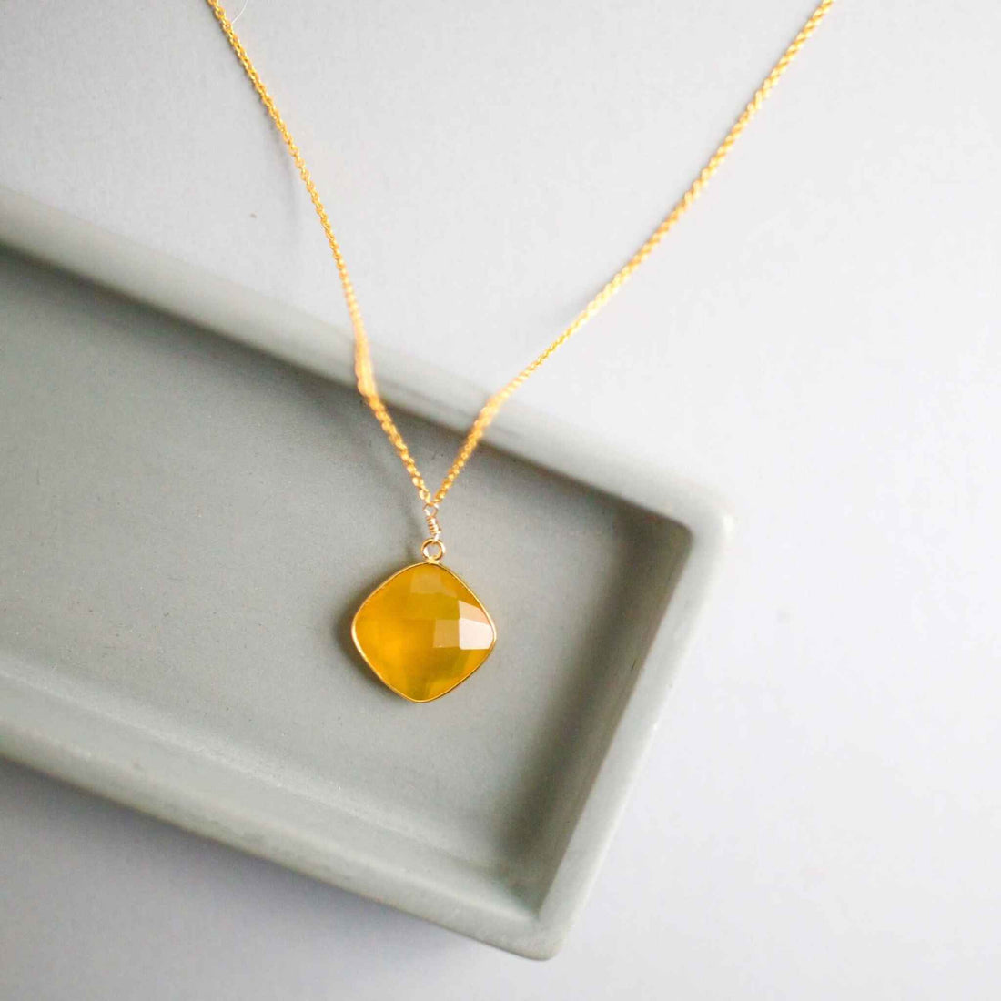 Yellow Chalcedony Pendant NecklaceGold necklace made with a super unique yellow chalcedony bezel-set gemstone. Great for layering.- 16-18" long- Spring ring clasp- 14k gold plated fine Italian sterliNecklacesPARKEN JEWELRYVettedArcYellow Chalcedony Pendant