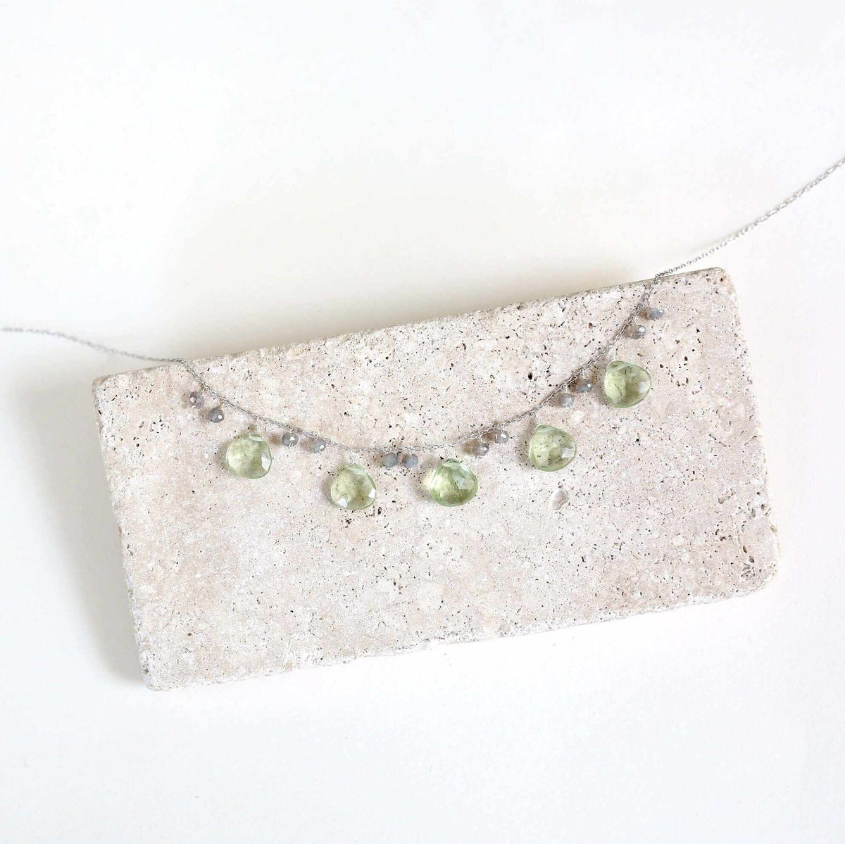 Green Amethyst Silver Sparkler NecklaceA stunning strand of shimmering stones with shades of Green Amethyst (a.k.a prasiolite) paired with mini Labradorite gems. Necklace measures 16-18" with 2" extensionNecklacesPARKEN JEWELRYVettedArcGreen Amethyst Silver Sparkler