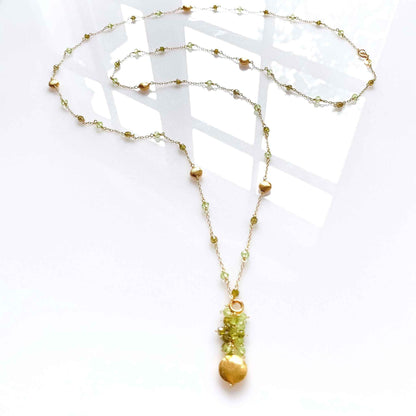 Long Peridot &amp; Green Amethyst Beaded ChainGet gorgeous sparkle from this long convertible gemstone necklace. Made with Peridot and Green Amethyst Gemstones. Necklace can be worn multiple ways. Detach the gemNecklacesPARKEN JEWELRYVettedArcLong Peridot &amp; Green Amethyst Beaded Chain
