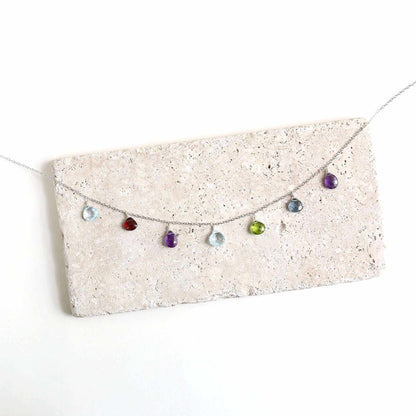Gold Rainbow Sparkler NecklaceHand-crafted to perfection, our Rainbow Sparkler Necklace is adorned with 7 dazzling gemstones meticulously placed on a delicate gold chain. Featuring aquamarine, peNecklacesPARKEN JEWELRYVettedArcGold Rainbow Sparkler Necklace