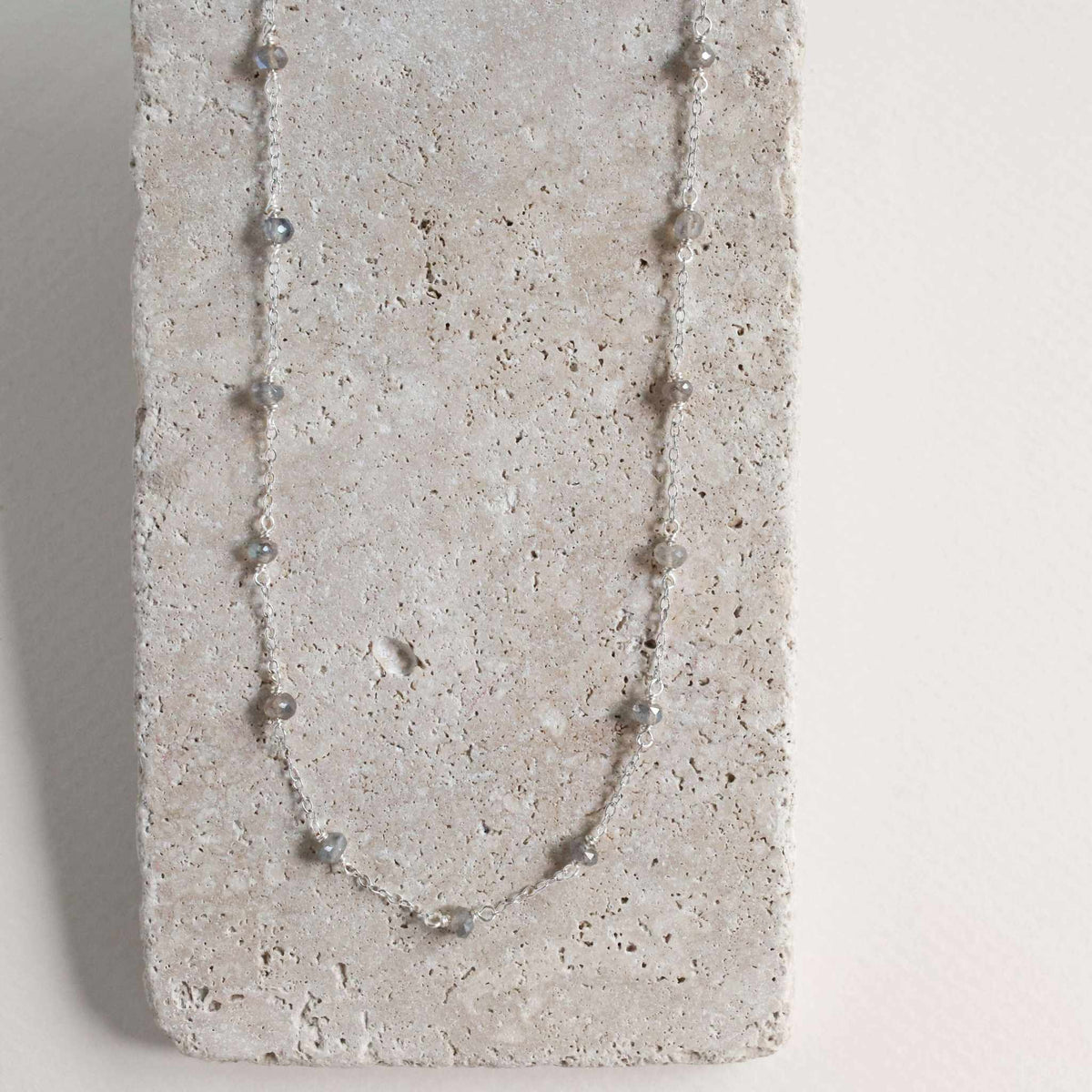 Ballet Chain - Silver Labradorite Layering ChainOur long labradorite necklace is a simple, delicate chain that&
