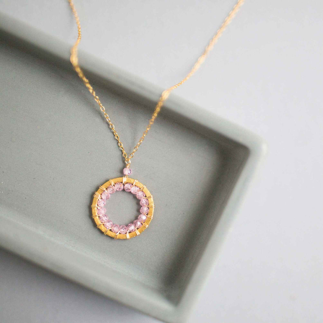 Rose Quartz Halo Jewelry SetThe mini version of our exclusive Mason Circle Collection. Our pretty mini circle eternity necklace+ mini hoops all featuring shimmering pink rose quartz gemstones.
Necklace/Earring SetPARKEN JEWELRYVettedArcRose Quartz Halo Jewelry Set
