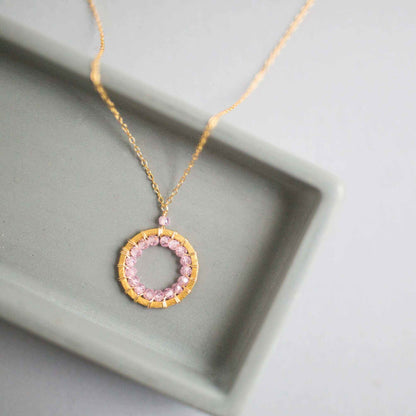 Rose Quartz Halo Jewelry SetThe mini version of our exclusive Mason Circle Collection. Our pretty mini circle eternity necklace+ mini hoops all featuring shimmering pink rose quartz gemstones.
Necklace/Earring SetPARKEN JEWELRYVettedArcRose Quartz Halo Jewelry Set