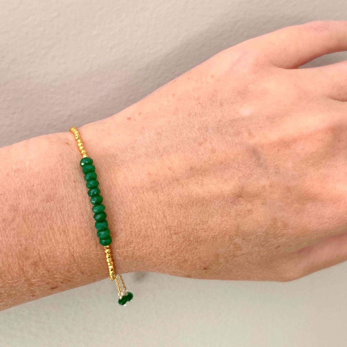 Green Jade Adjustable Stacking BraceletOur super simple bracelets are the ultimate arm candy and completely adjustable to fit anyone. Gorgeous alone or stacked. We&
