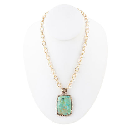 Jacquard Blue Turquoise Golden Pendant Necklace