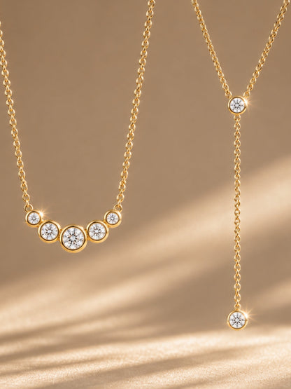 Gold Filled Diamond Bezel Lariat Necklace