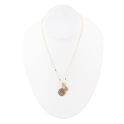 Leo - Zodiac Gray Labradorite Golden Charm Necklace