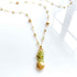 Long peridot and green amethyst beaded chain necklace with detachable pendant