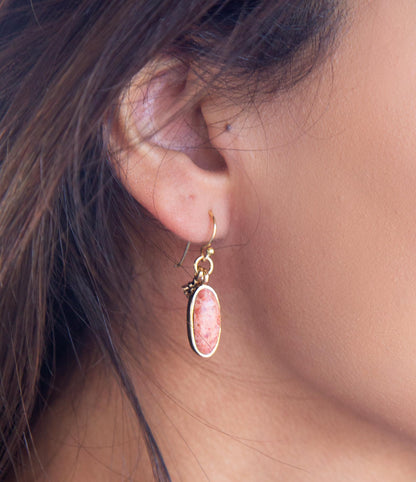 Lucent Orange Sponge Coral Golden Drop Earrings