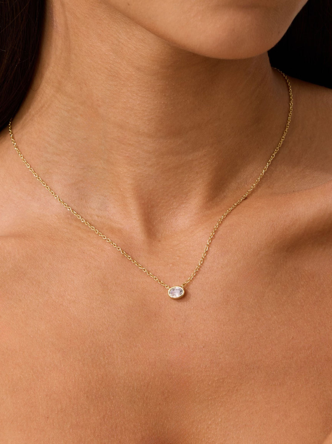 Gold Filled Diamond Oval Necklace