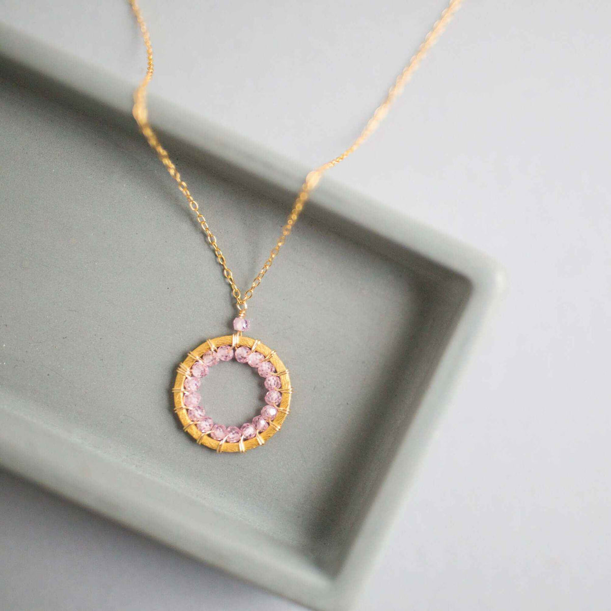 Rose Quartz Halo Mini Gold PendantThe Halo collection was our very first one. Intended to symbolize the intricate, universal energy woven within us all. This beautiful necklace is ultra lightweight aNecklacesPARKEN JEWELRYVettedArcRose Quartz Halo