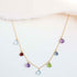 Gold Rainbow Sparkler Necklace with multicolor gemstones on sterling silver chain