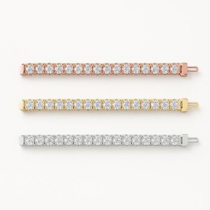 Set of Three 6ctw Created Moissanite Tennis Bracelets – 3mm Stones – 14K Gold Overlay in White, Yellow &amp; Rose Gold
