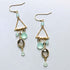 Smoky Quartz Chandie Earrings with faceted aqua chalcedony gemstones and 14k gold plated sterling silver