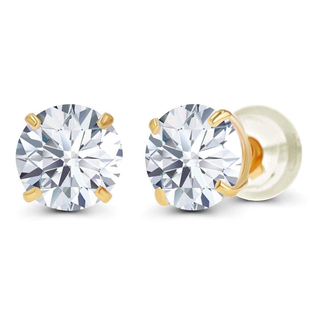 1.60 CTW Genuine Certified Moissanite Stud Earrings in Solid 14K White or Yellow Gold