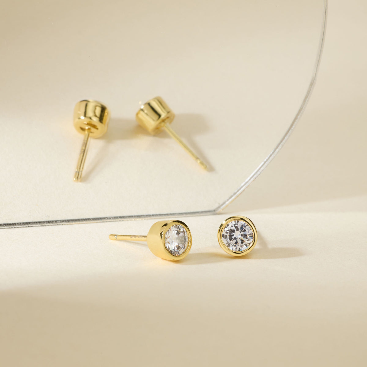 Gold Filled Diamond Bezel Studs