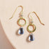 Tanzanite quartz gold drop earrings with French hooks and 14k gold plated sterling silver