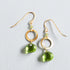 The Airie Earring green peridot quartz gold 1.5 inch French hook sterling silver