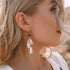 White stick pearl earrings with freshwater pearls and black spinel accents, 14k gold plated sterling silver